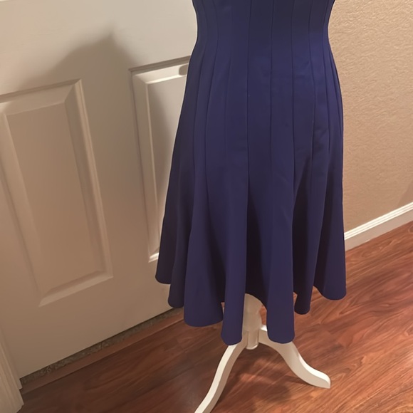 Calvin Klein 2 ROYAL BLUE Fit & Flare gored seams Flounce Twirl Modest Lined - Picture 3 of 5